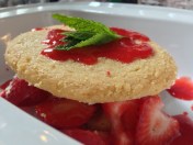 strawberry shortbread biscuits with cream and mint at meatlover