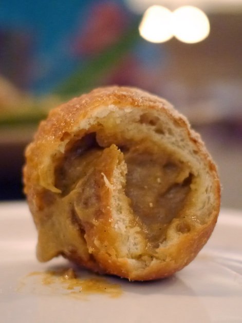 inside a kinako donut from flesh and buns