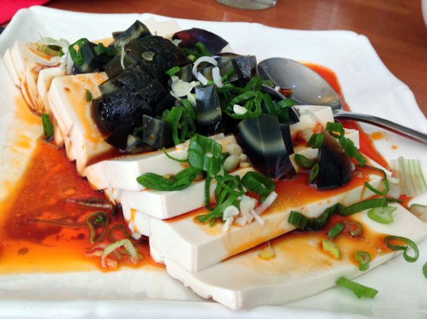 tofu with preserved eggs at oriental dragon