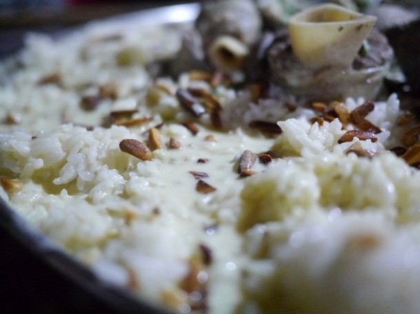 close up of mansaf and jameed at deeritna