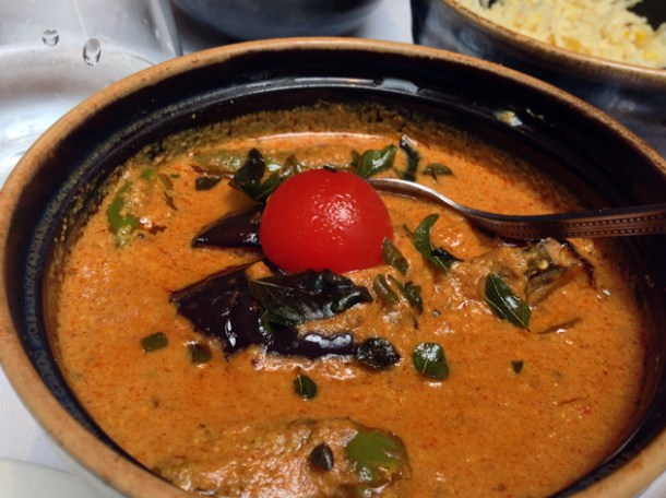 eggplant curry at the red fort