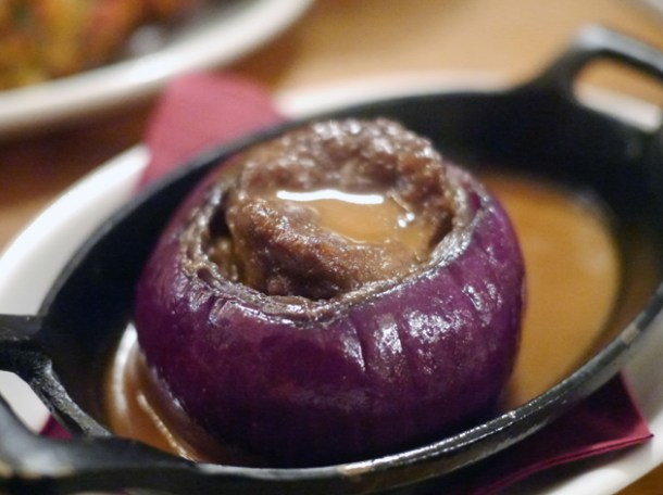 sausage stuffed onion at foxlow