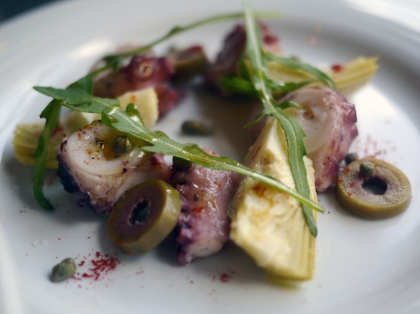 octopus with capers and olives at meat people