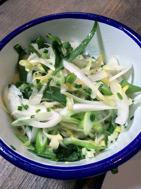 chicory salad with lovage, mint and lemon at barnyard