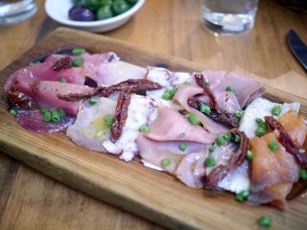 cured and raw fish platter at sardo