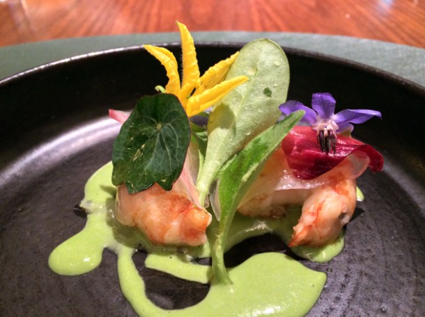 prawns in pork fat at fera at claridge's