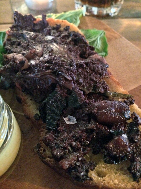 black pudding on toast at heirloom crouch end