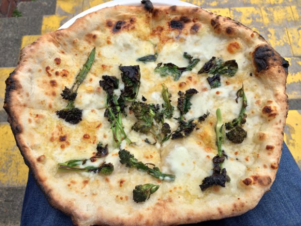 blue cheese and wild broccoli pizza from peel & chimney