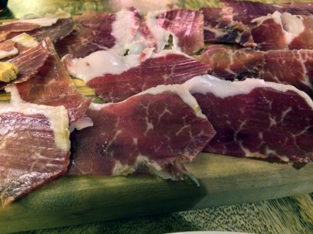 slices of jamon iberico de bellota at bilbao berria london