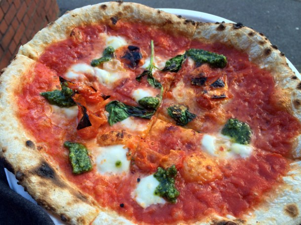 tomato and pesto pizza from peel & chimney