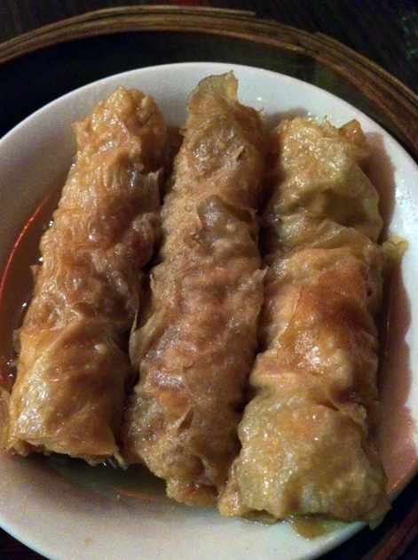 bean curd pork and prawn roll at yum cha silks and spice