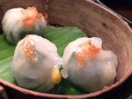 har gau with chive, shiitake and glass noodles at crazy bear