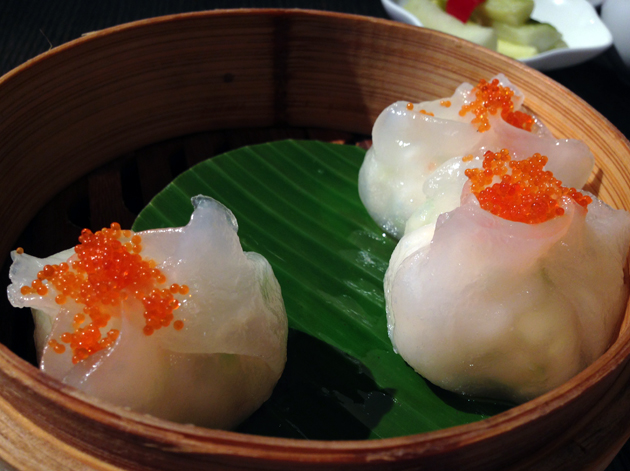 lobster dumplings with tobiko caviar at yauatcha