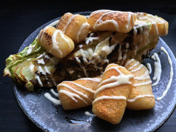 potato knodel, cabbage and smoked butter at sixty four degrees london