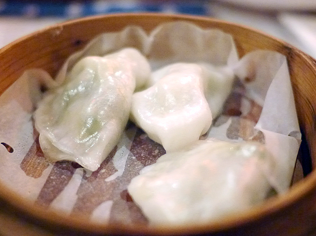 prawn and chive dumplings at drunken monkey