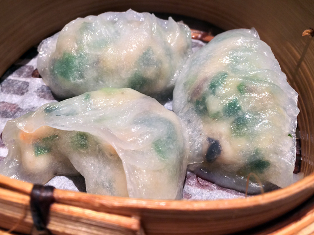 prawn and chive dumplings at pearl liang
