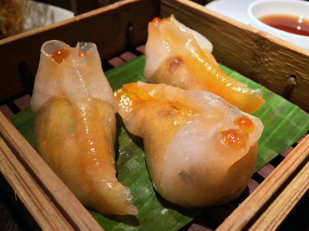 prawn and white fungus dumplings at plum valley