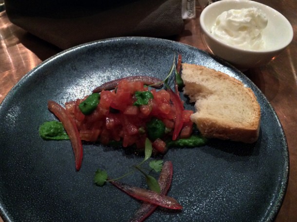 tomato, oil and bread at sixty four degrees london