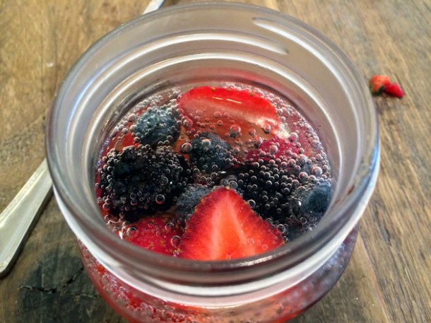 berries with elderflower and champagne jelly in champagne at bobo social