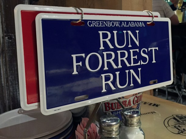 table signs at bubba gump