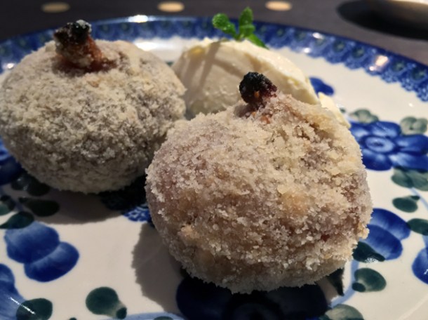 figs coated with ground almonds and chestnut puree at babaji pide