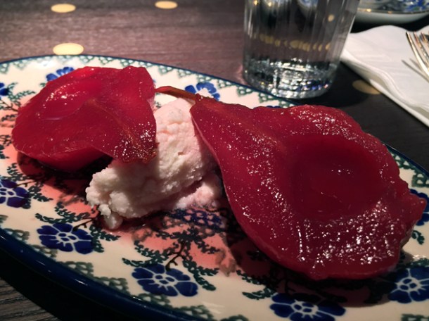 poached pear and ricotta at babaji pide