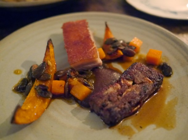 pork belly with morcilla and squash at the manor clapham