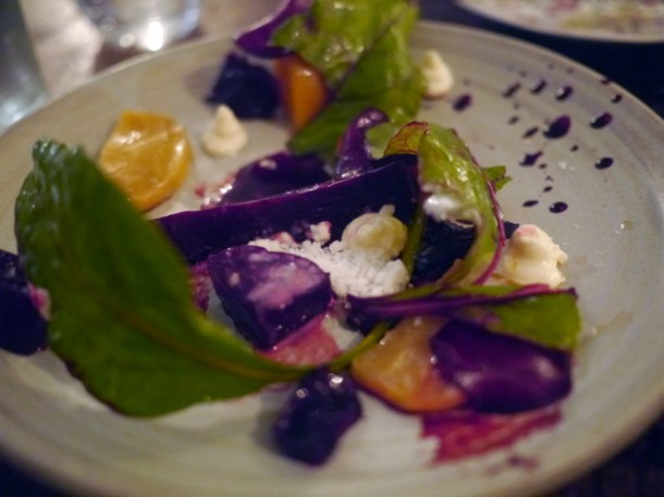 roasted beets with horseradish and fresh cheese at the manor clapham