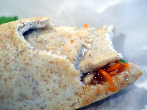 grilled chicken banh mi at viet baguette