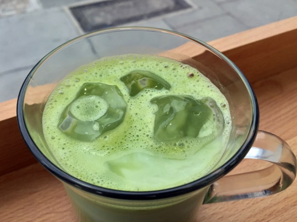 matcha latte at carrots and daikon