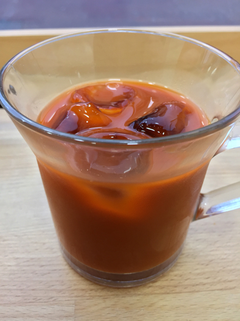 thai red iced tea at carrots and daikon