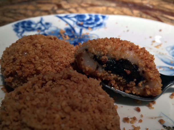 black sesame dumplings at the duck and rice