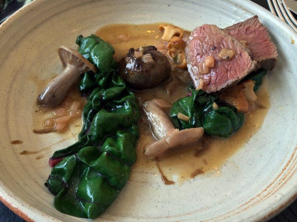 beef and mushrooms at at paradise garage