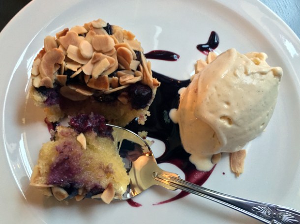 cherry and almond cake with vanilla ice cream at the newman arms