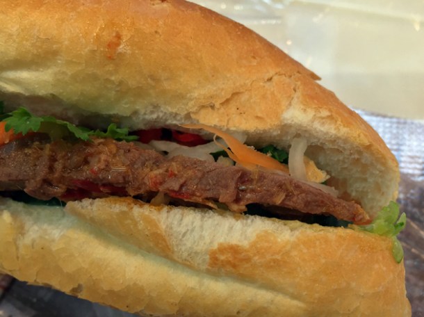 lemongrass beef Vietnamese sandwich at hop