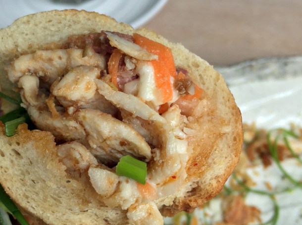 lemongrass chicken banh mi at little viet kitchen