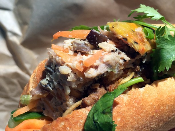 minced pork, carrot and water chestnut loaf banh mi from little viet kitchen