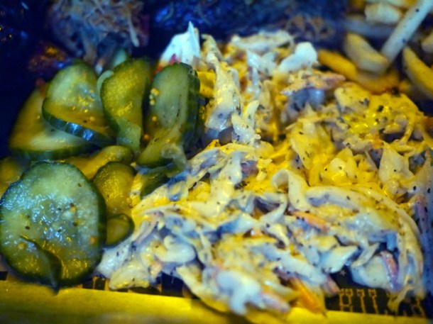 pickles and coleslaw at grillstock london