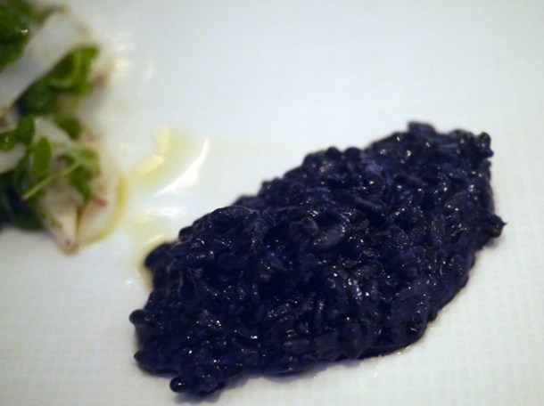 squid ink risototto at milos london