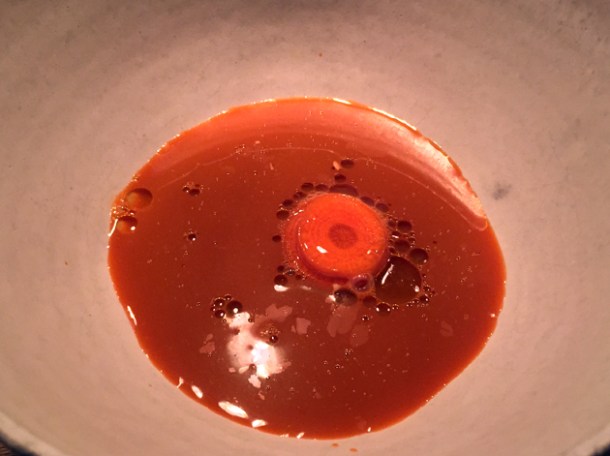 carrot soup with cream reduction at nobelhart and schmutzig