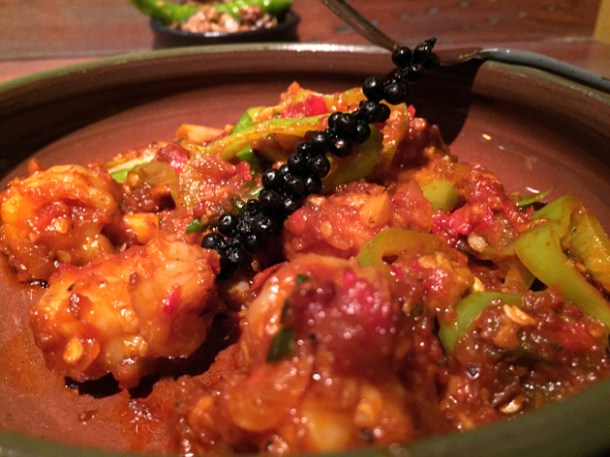 hot buttered devilled prawns at hoppers