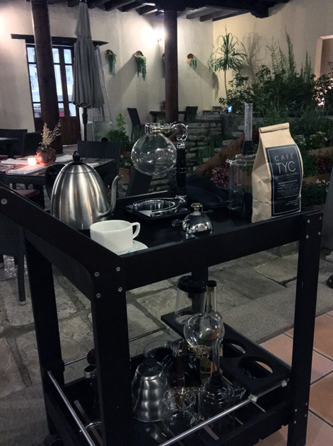 Japanese siphon coffee at tierra y cielo