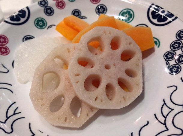 lotus root and yam slices at shuang shuang