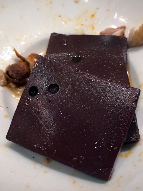 pig's blood tofu at shuang shuang