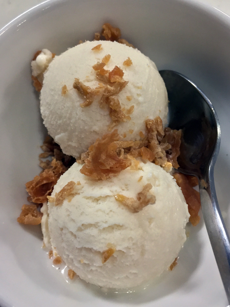 soy milk ice cream with crystallised ginger at shuang shuang