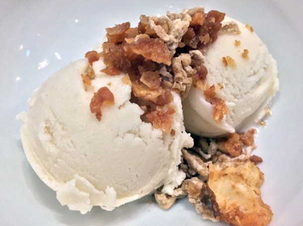 soya milk ice cream with fried dough bits at shuang shuang shaftesbury avenue london