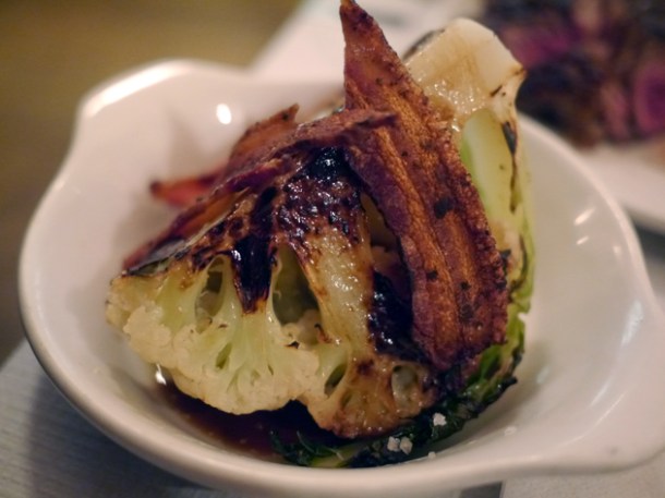 cauliflower bacon with worcestershire sauce at hill and szrok pub