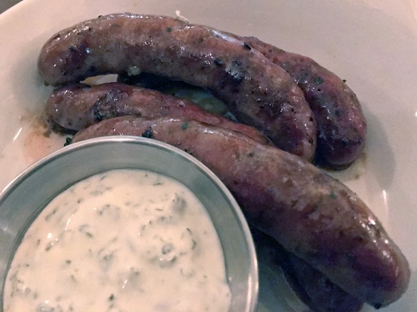 merguez sausages at hill and szrok pub