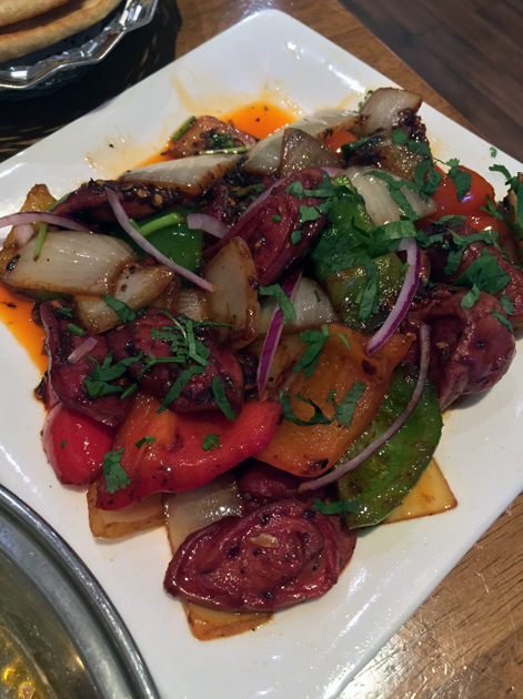 chilli chicken sausage at kailash momo