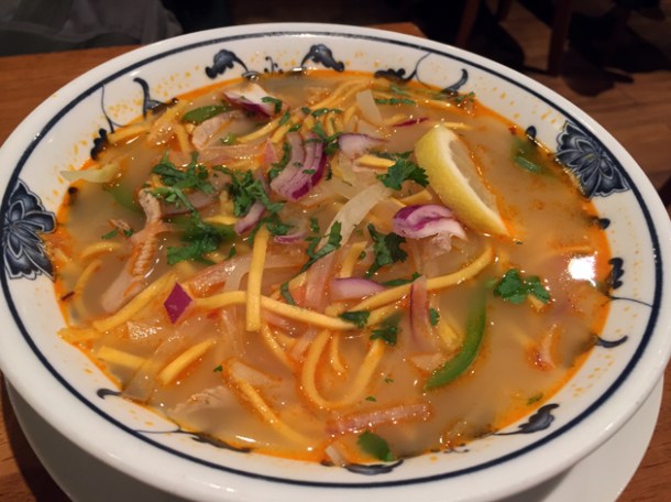 pork thukpa noodle soup at kailash momo